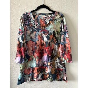 Soft Surroundings Women's Top Size Petite Small Impasto Tunic Top Abstract Artsy